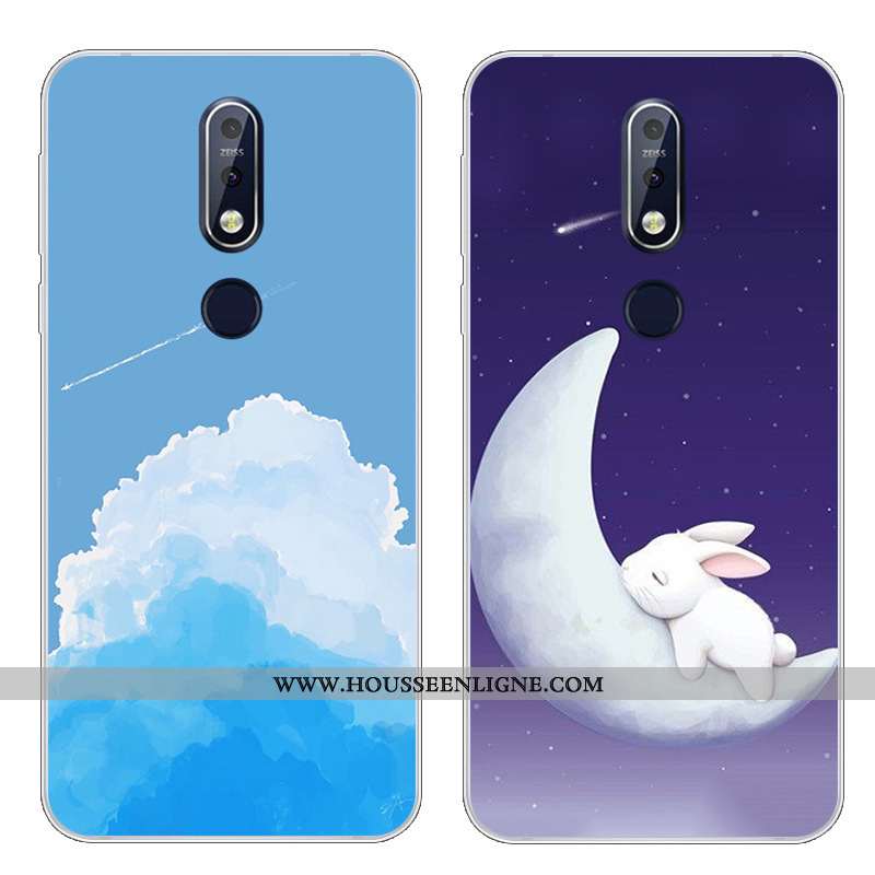 Étui Nokia 7.1 Protection Dessin Animé Fluide Doux Téléphone Portable Silicone Charmant Bleu