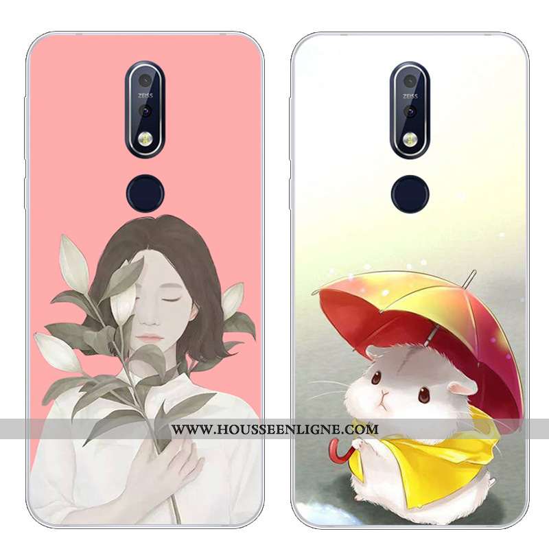 Étui Nokia 7.1 Protection Dessin Animé Fluide Doux Téléphone Portable Silicone Charmant Bleu