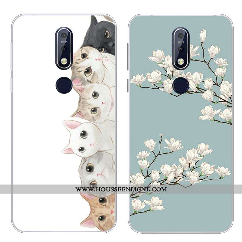 Étui Nokia 7.1 Protection Dessin Animé Fluide Doux Téléphone Portable Silicone Charmant Bleu