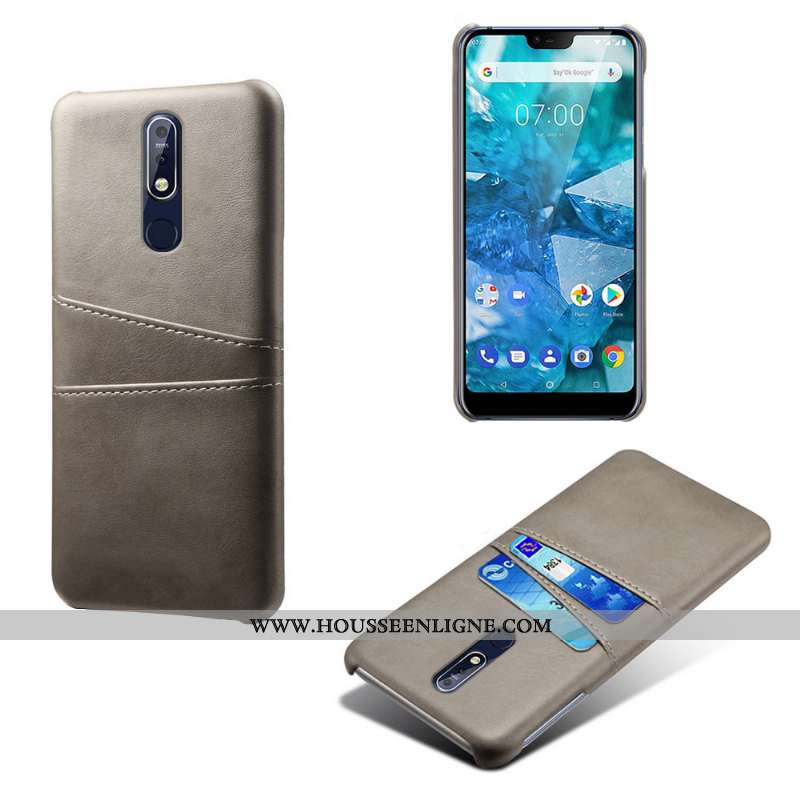 Étui Nokia 7.1 Protection Personnalité Vintage Carte Gris Business Cuir