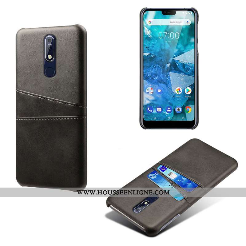 Étui Nokia 7.1 Protection Personnalité Vintage Carte Gris Business Cuir