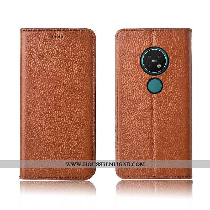 Étui Nokia 7.2 Cuir Fluide Doux Marron Incassable Coque Téléphone Portable Silicone
