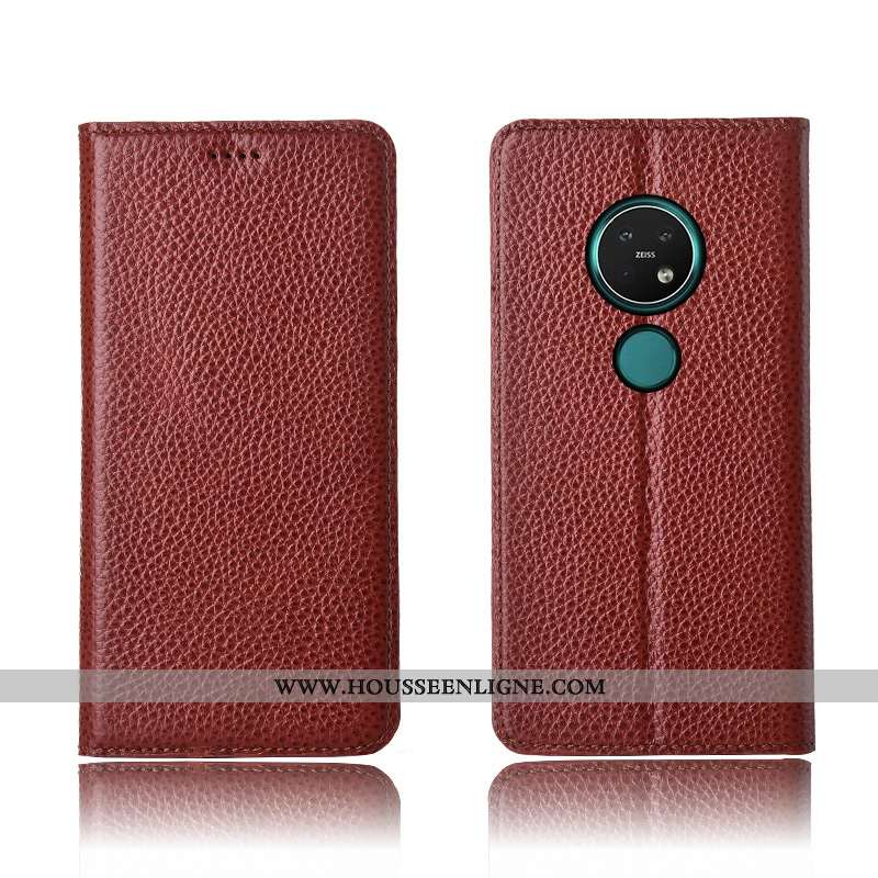 Étui Nokia 7.2 Cuir Fluide Doux Marron Incassable Coque Téléphone Portable Silicone