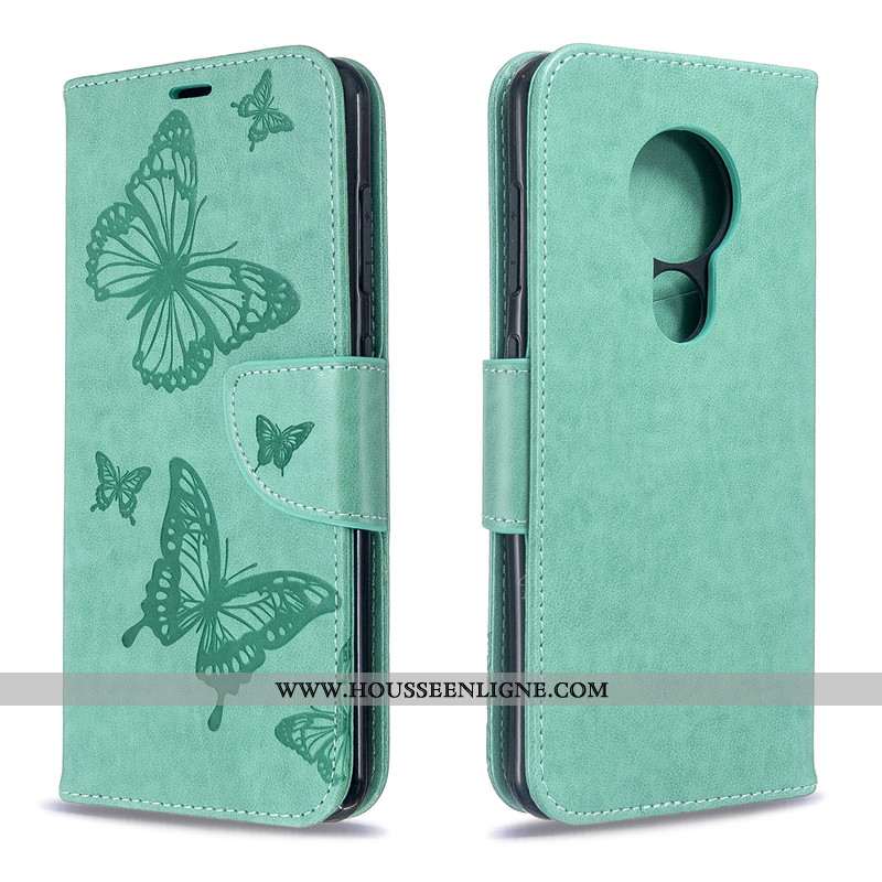 Étui Nokia 7.2 Cuir Protection Couleur Unie Housse Ornements Suspendus Gaufrage Rouge