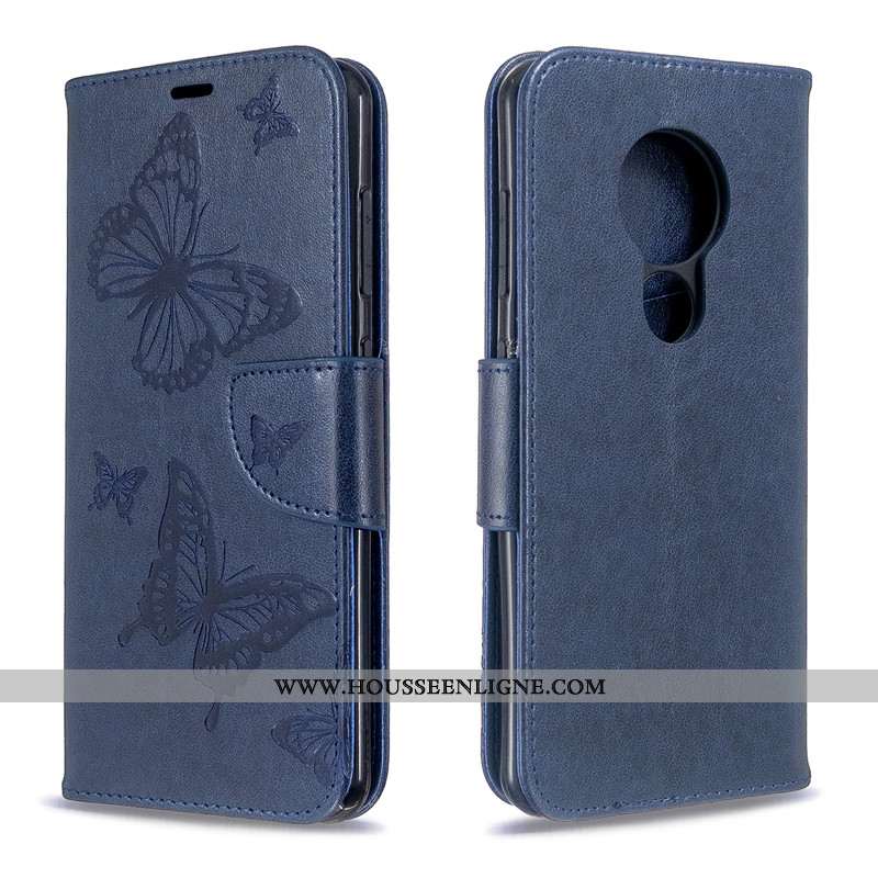 Étui Nokia 7.2 Cuir Protection Couleur Unie Housse Ornements Suspendus Gaufrage Rouge