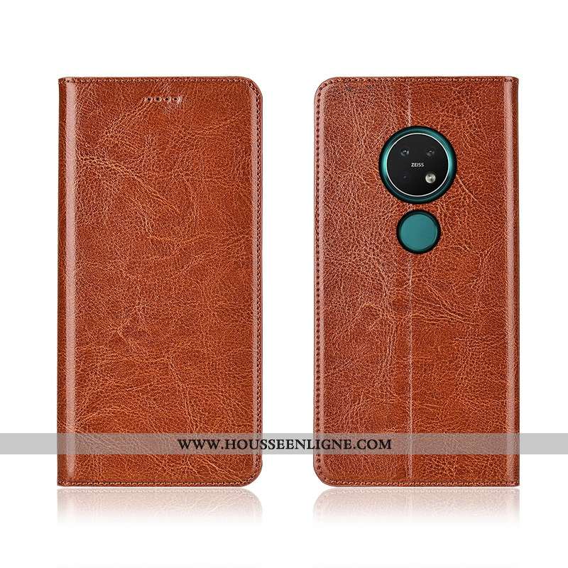 Étui Nokia 7.2 Protection Cuir Fluide Doux Incassable Téléphone Portable Silicone Marron