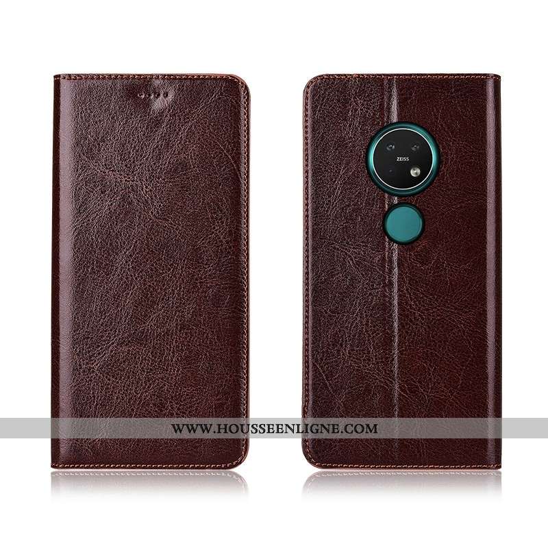 Étui Nokia 7.2 Protection Cuir Fluide Doux Incassable Téléphone Portable Silicone Marron
