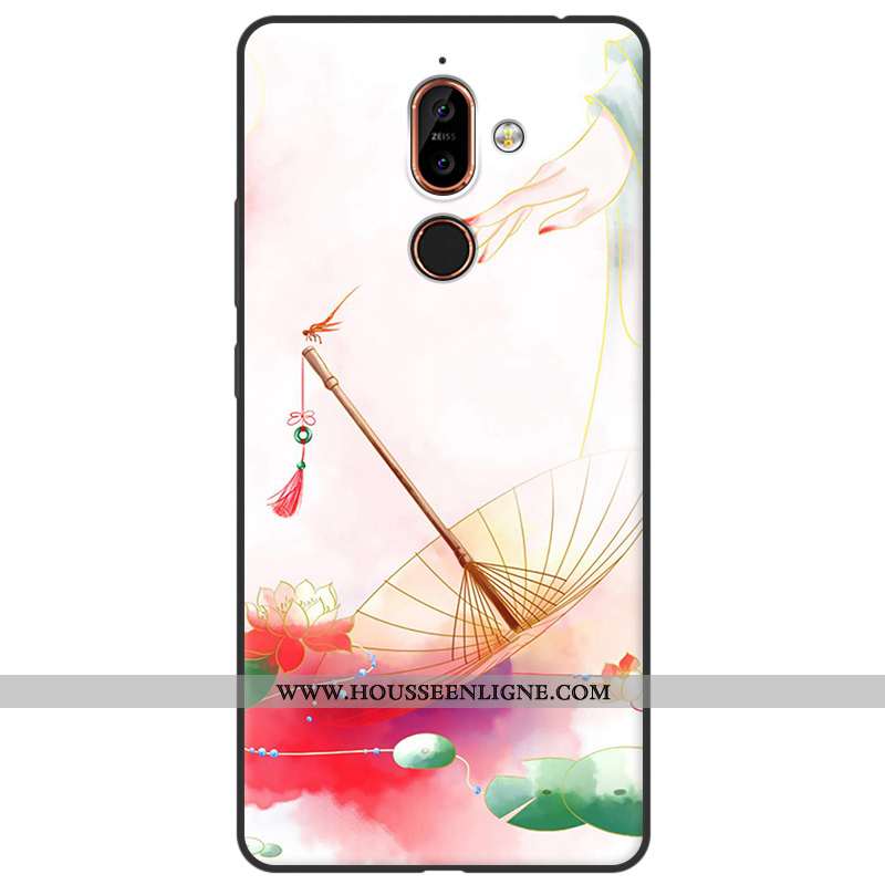 Étui Nokia 7 Plus Délavé En Daim Fluide Doux Art Silicone Simple Rouge