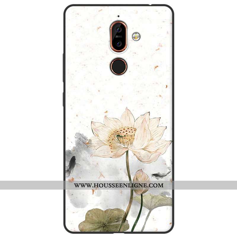 Étui Nokia 7 Plus Délavé En Daim Fluide Doux Art Silicone Simple Rouge