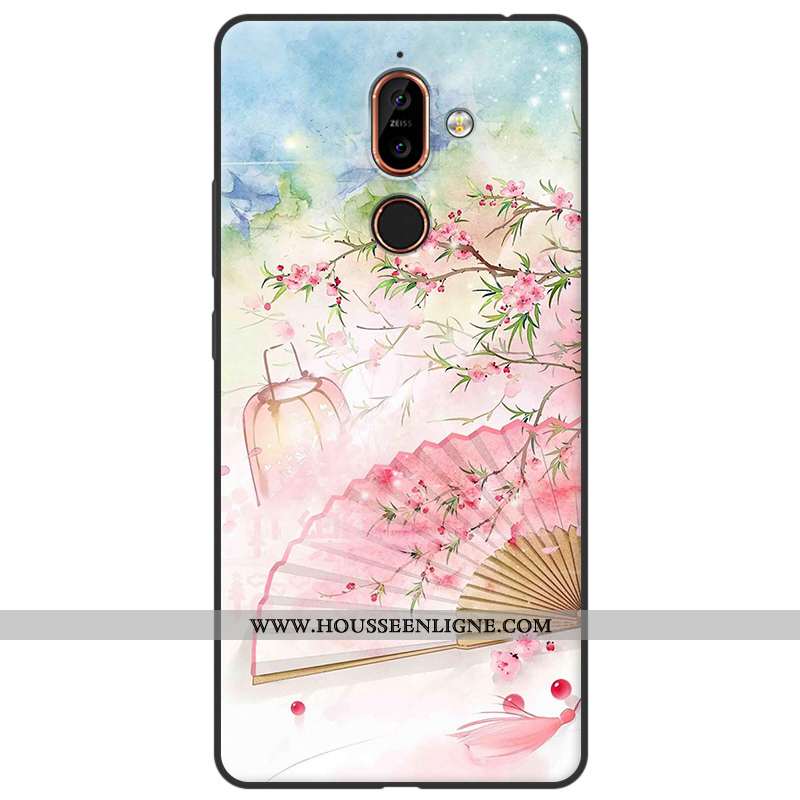 Étui Nokia 7 Plus Délavé En Daim Fluide Doux Art Silicone Simple Rouge
