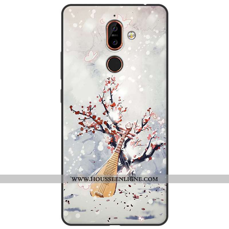 Étui Nokia 7 Plus Délavé En Daim Fluide Doux Art Silicone Simple Rouge