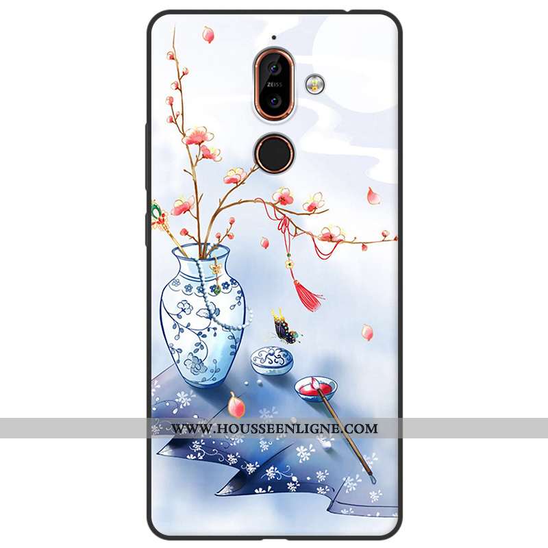 Étui Nokia 7 Plus Délavé En Daim Fluide Doux Art Silicone Simple Rouge
