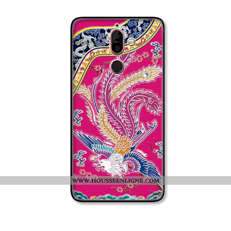 Étui Nokia 7 Plus Modèle Fleurie Silicone Protection Jaune Dragon Gaufrage