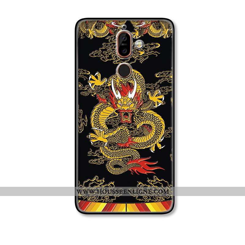 Étui Nokia 7 Plus Modèle Fleurie Silicone Protection Jaune Dragon Gaufrage