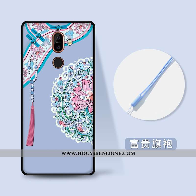 Étui Nokia 7 Plus Personnalité Gaufrage Style Chinois Fluide Doux Rouge Incassable Tendance