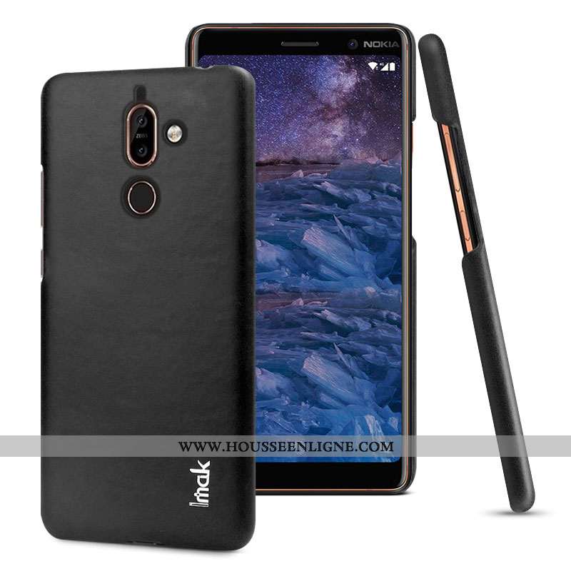 Étui Nokia 7 Plus Protection Cuir Noir Coque Modèle Fleurie Téléphone Portable Simple