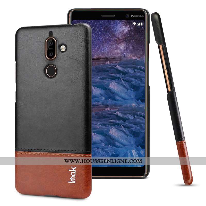 Étui Nokia 7 Plus Protection Cuir Noir Coque Modèle Fleurie Téléphone Portable Simple