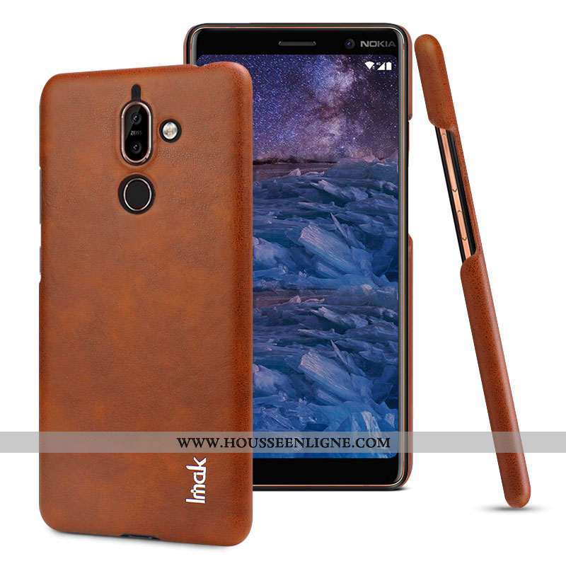Étui Nokia 7 Plus Protection Cuir Noir Coque Modèle Fleurie Téléphone Portable Simple