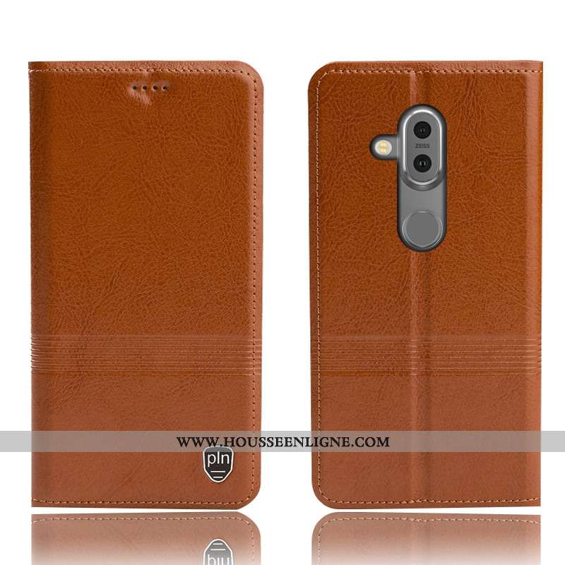 Étui Nokia 7 Plus Protection Cuir Véritable Téléphone Portable Incassable Tout Compris Coque Noir