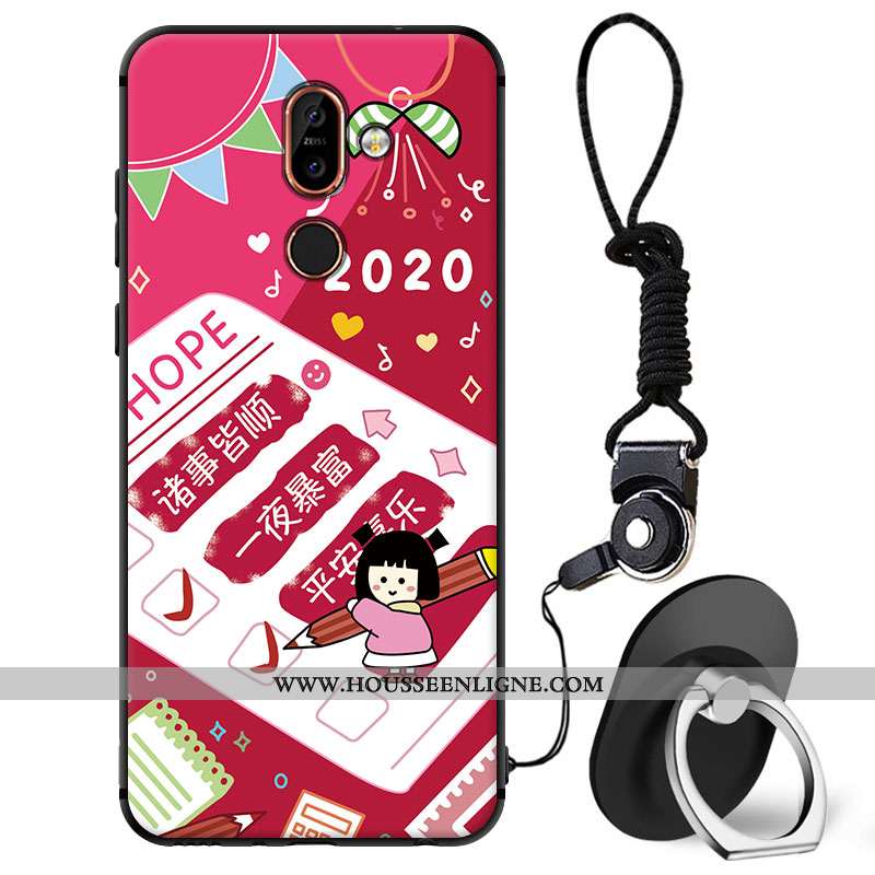 Étui Nokia 7 Plus Protection Dessin Animé Coque Charmant Téléphone Portable Rouge