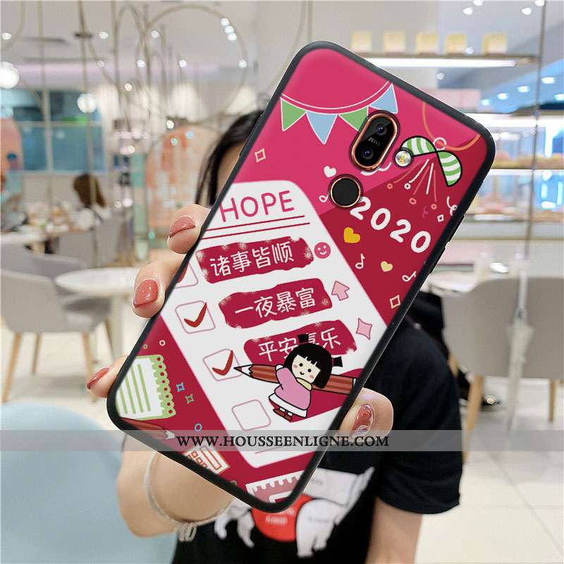 Étui Nokia 7 Plus Protection Dessin Animé Coque Charmant Téléphone Portable Rouge
