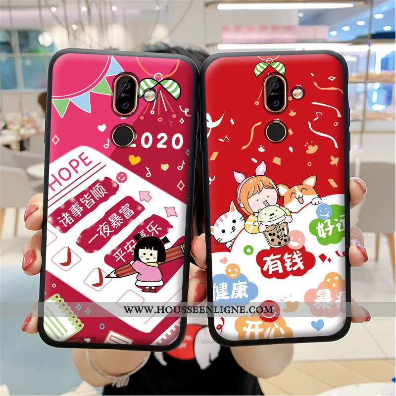 Étui Nokia 7 Plus Protection Dessin Animé Coque Charmant Téléphone Portable Rouge