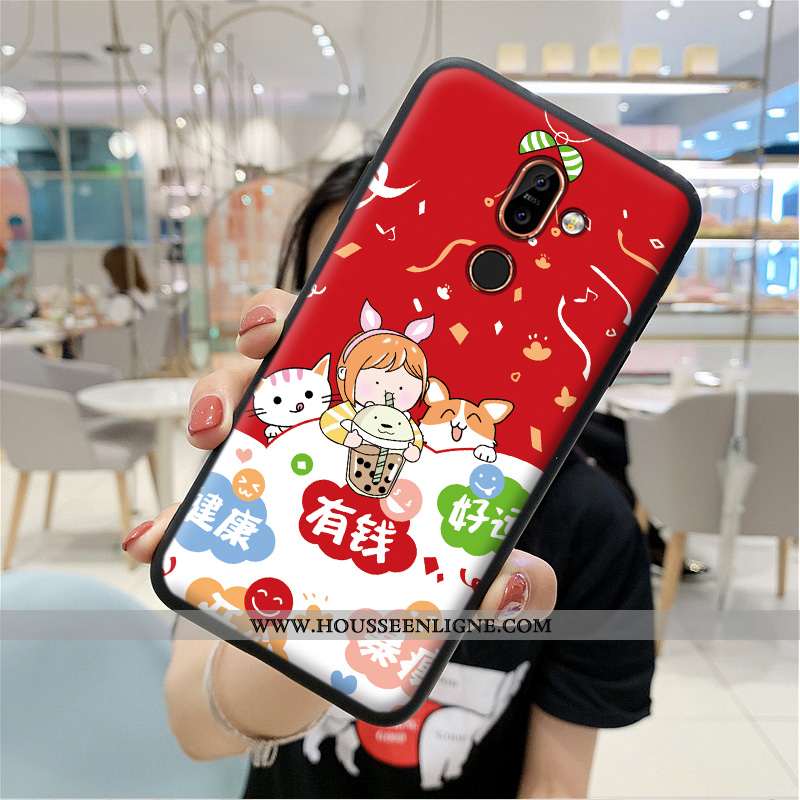 Étui Nokia 7 Plus Protection Dessin Animé Coque Charmant Téléphone Portable Rouge