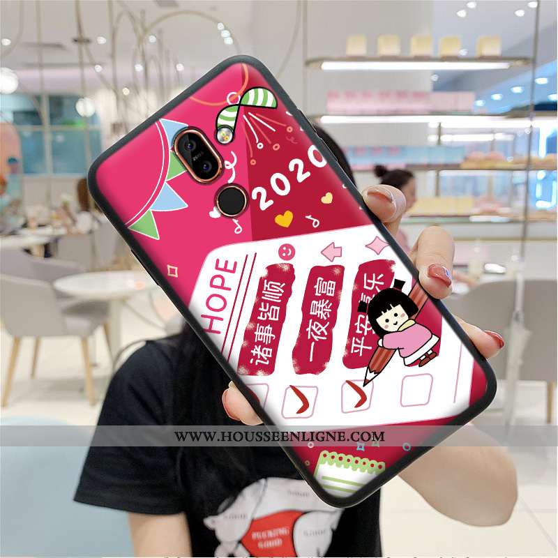 Étui Nokia 7 Plus Protection Dessin Animé Coque Charmant Téléphone Portable Rouge