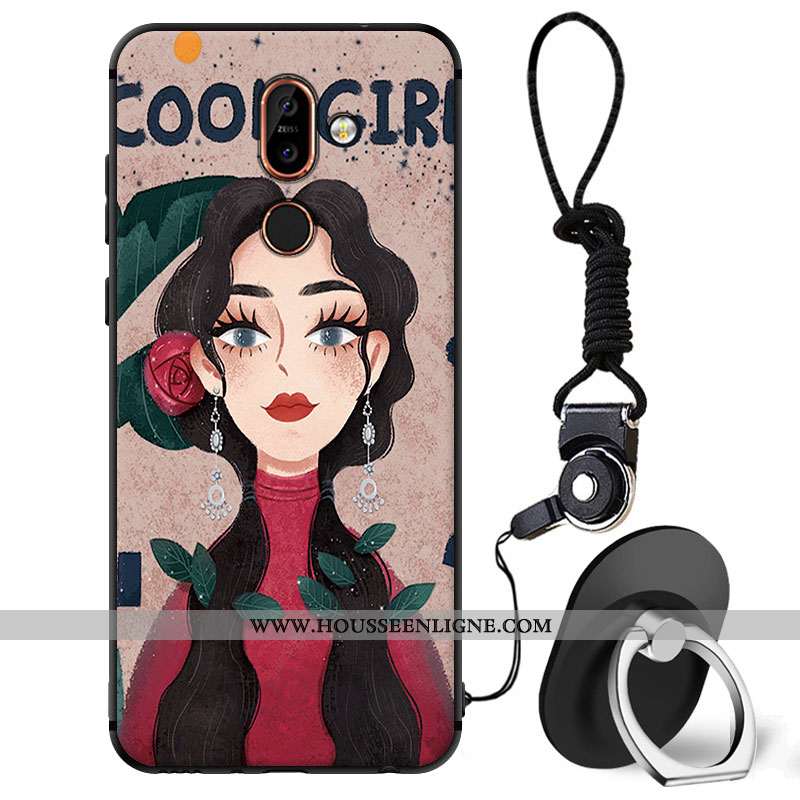 Étui Nokia 7 Plus Silicone Protection Vintage Coque Incassable Rouge Téléphone Portable