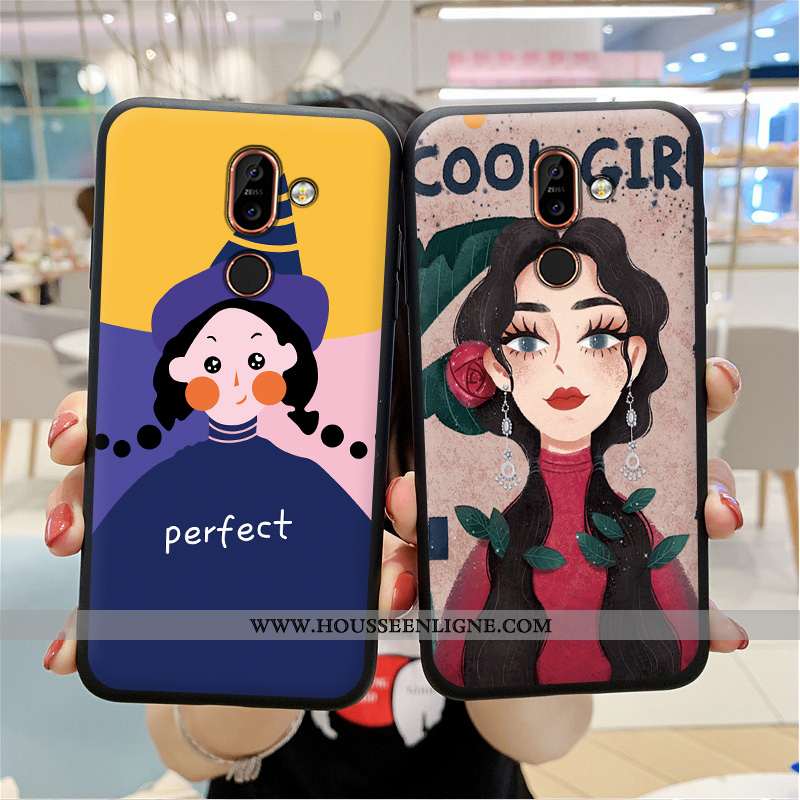 Étui Nokia 7 Plus Silicone Protection Vintage Coque Incassable Rouge Téléphone Portable