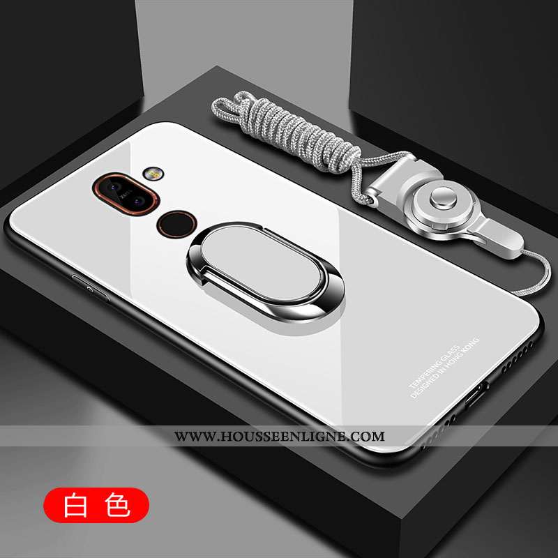 Étui Nokia 7 Plus Verre Fluide Doux Tempérer Coque Protection Silicone Blanche