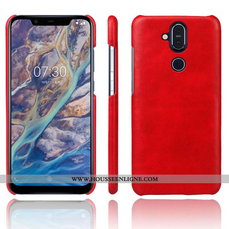 Étui Nokia 8.1 Cuir Protection Qualité Coque Téléphone Portable Rouge