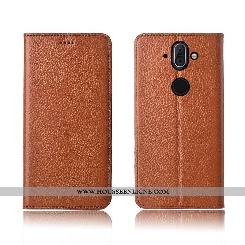 Étui Nokia 8 Sirocco Cuir Fluide Doux Incassable Marron Silicone Tout Compris Haute