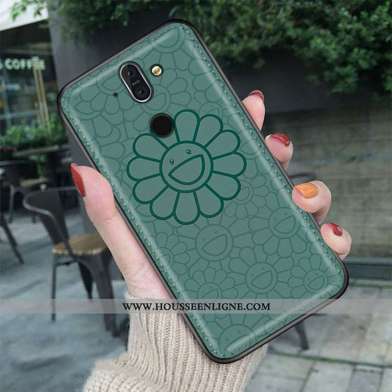 Étui Nokia 8 Sirocco Cuir Modèle Fleurie Tendance Protection 2020 Personnalisé Coque Verte