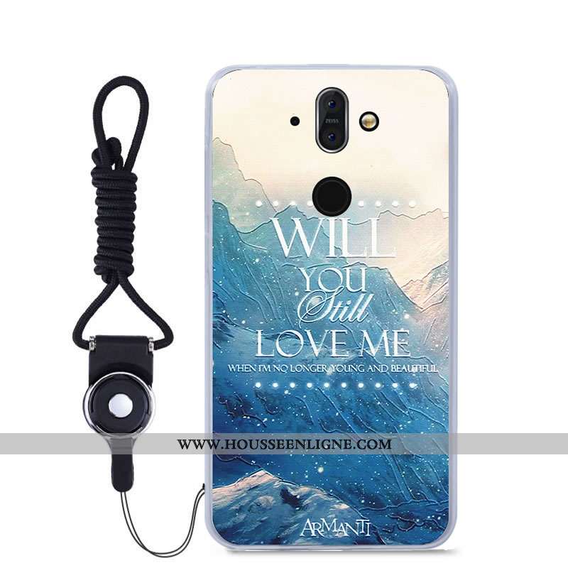 Étui Nokia 8 Sirocco Fluide Doux Téléphone Portable Bleu Couleur Haute Peinture