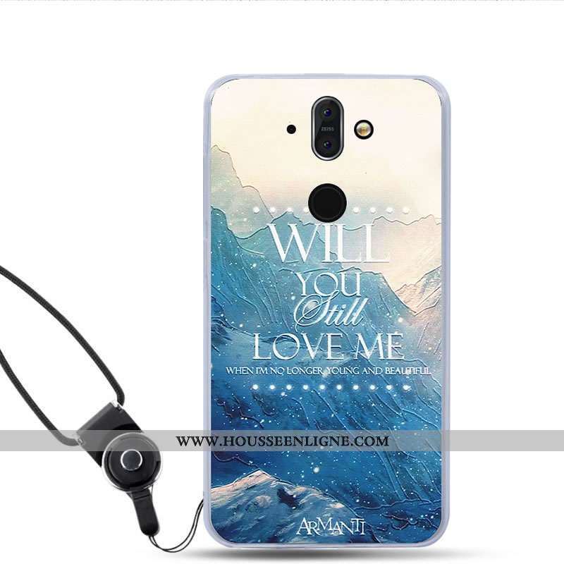 Étui Nokia 8 Sirocco Fluide Doux Téléphone Portable Bleu Couleur Haute Peinture