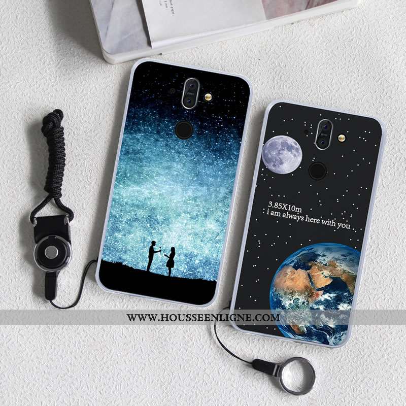 Étui Nokia 8 Sirocco Fluide Doux Téléphone Portable Bleu Couleur Haute Peinture