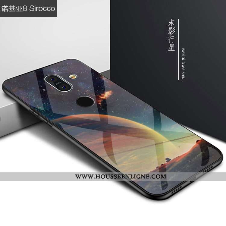 Étui Nokia 8 Sirocco Verre Personnalité Ciel Étoilé Noir Coque Téléphone Portable