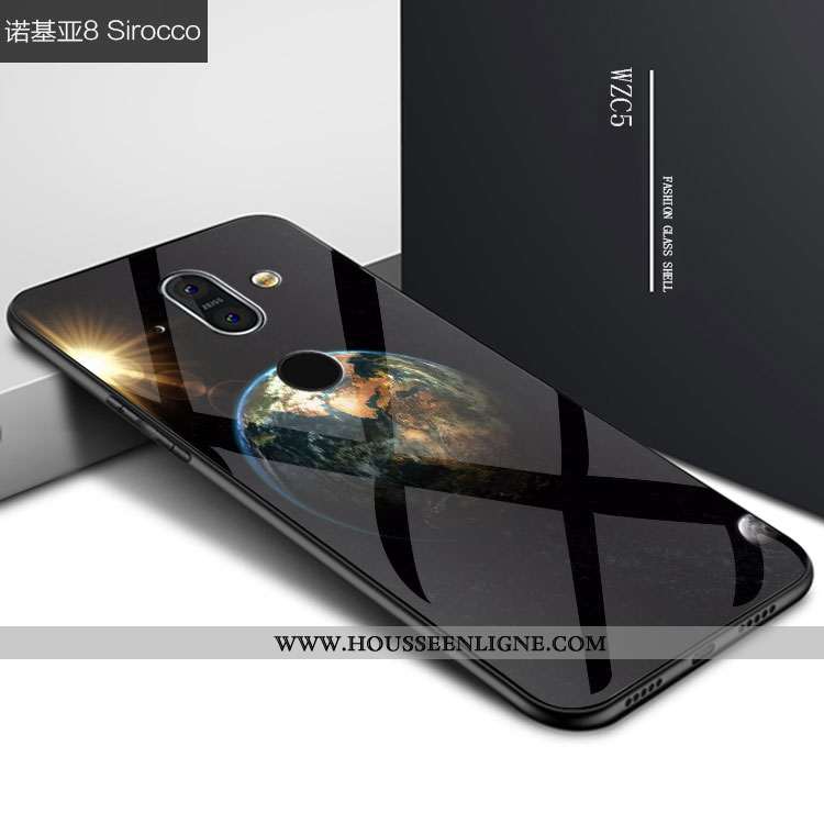 Étui Nokia 8 Sirocco Verre Personnalité Ciel Étoilé Noir Coque Téléphone Portable