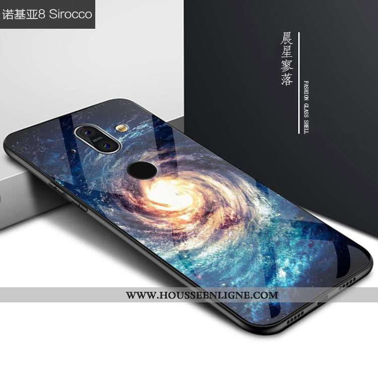 Étui Nokia 8 Sirocco Verre Personnalité Ciel Étoilé Noir Coque Téléphone Portable