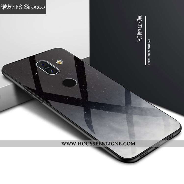 Étui Nokia 8 Sirocco Verre Personnalité Ciel Étoilé Noir Coque Téléphone Portable