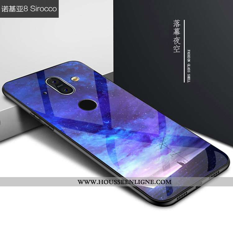 Étui Nokia 8 Sirocco Verre Personnalité Ciel Étoilé Noir Coque Téléphone Portable
