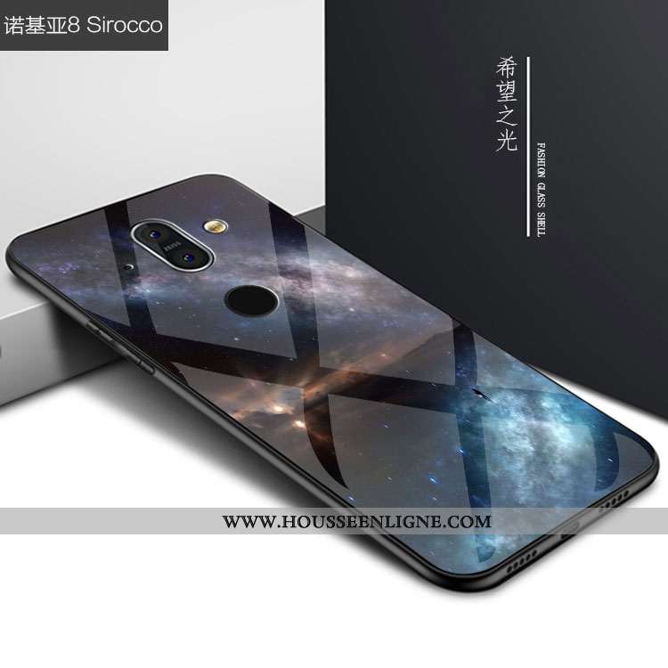 Étui Nokia 8 Sirocco Verre Personnalité Ciel Étoilé Noir Coque Téléphone Portable