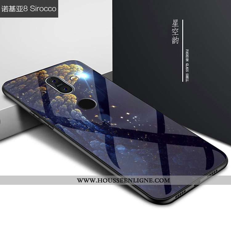 Étui Nokia 8 Sirocco Verre Personnalité Ciel Étoilé Noir Coque Téléphone Portable