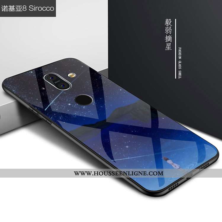 Étui Nokia 8 Sirocco Verre Personnalité Ciel Étoilé Noir Coque Téléphone Portable