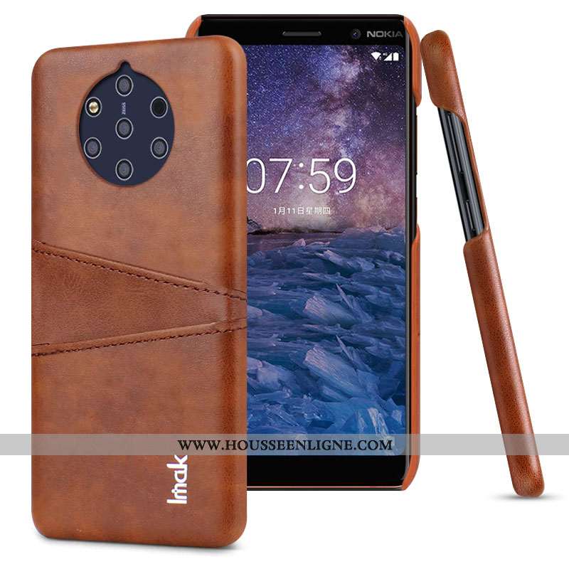 Étui Nokia 9 Pureview Protection Cuir Coque Carte Marron Téléphone Portable