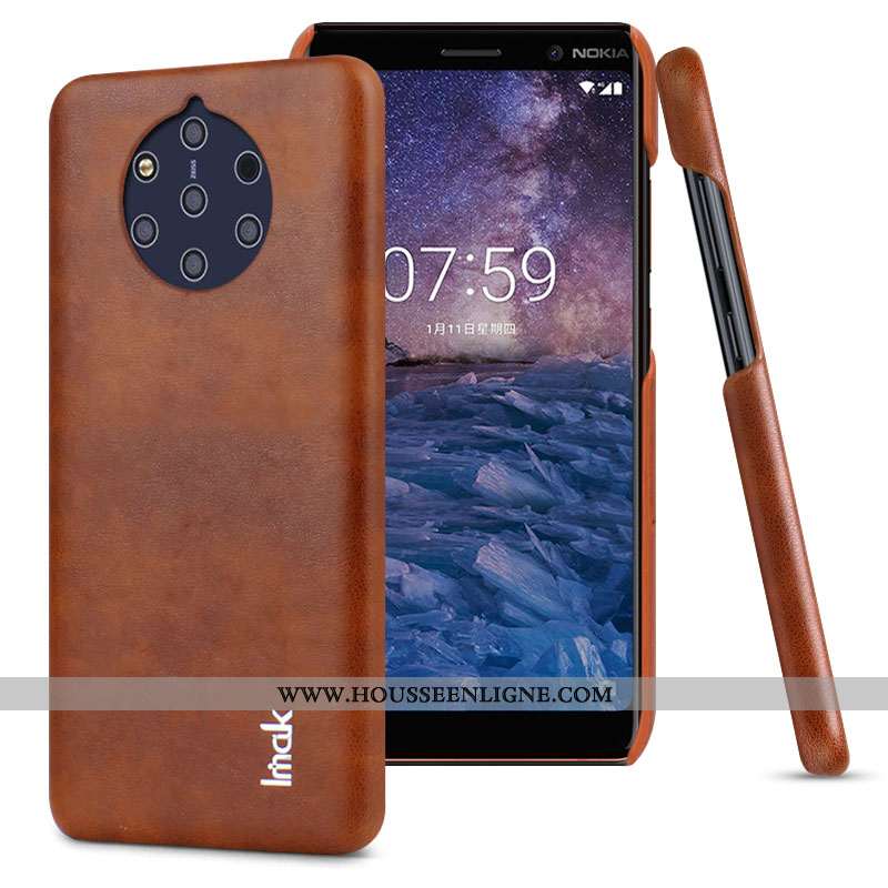 Étui Nokia 9 Pureview Protection Cuir Coque Carte Marron Téléphone Portable
