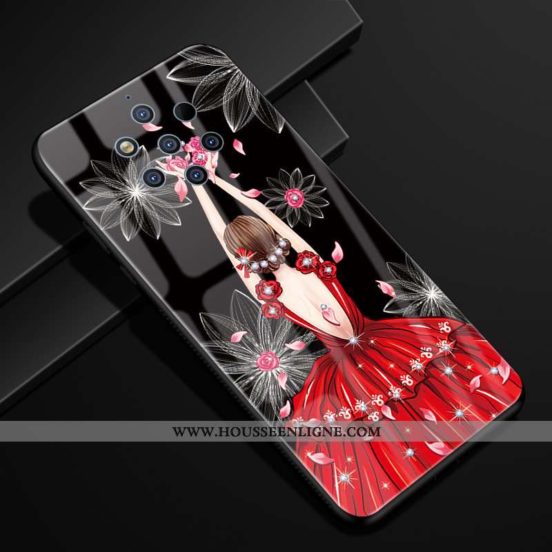 Étui Nokia 9 Pureview Protection Verre Yarn Rouge Créatif Téléphone Portable Coque