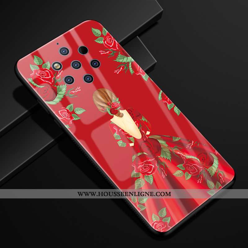 Étui Nokia 9 Pureview Protection Verre Yarn Rouge Créatif Téléphone Portable Coque