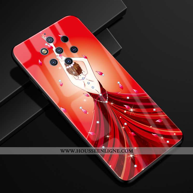 Étui Nokia 9 Pureview Protection Verre Yarn Rouge Créatif Téléphone Portable Coque